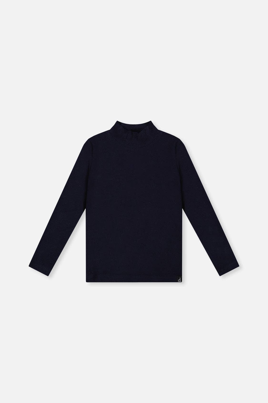 Brushed Rib Mock Neck Top Dark Blue