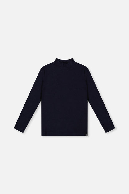 Brushed Rib Mock Neck Top Dark Blue