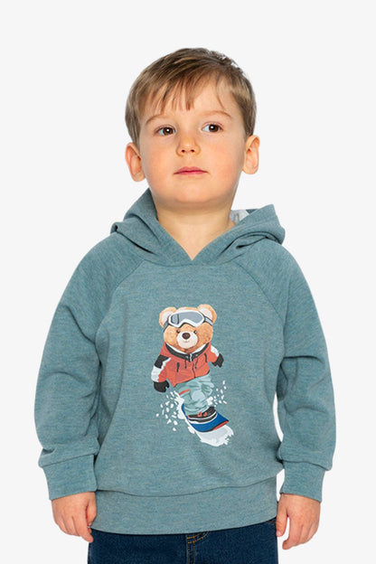 Hoodie With Screenprint Pale Turquoise