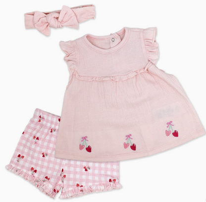 3 Piece Short Set Pink Heart