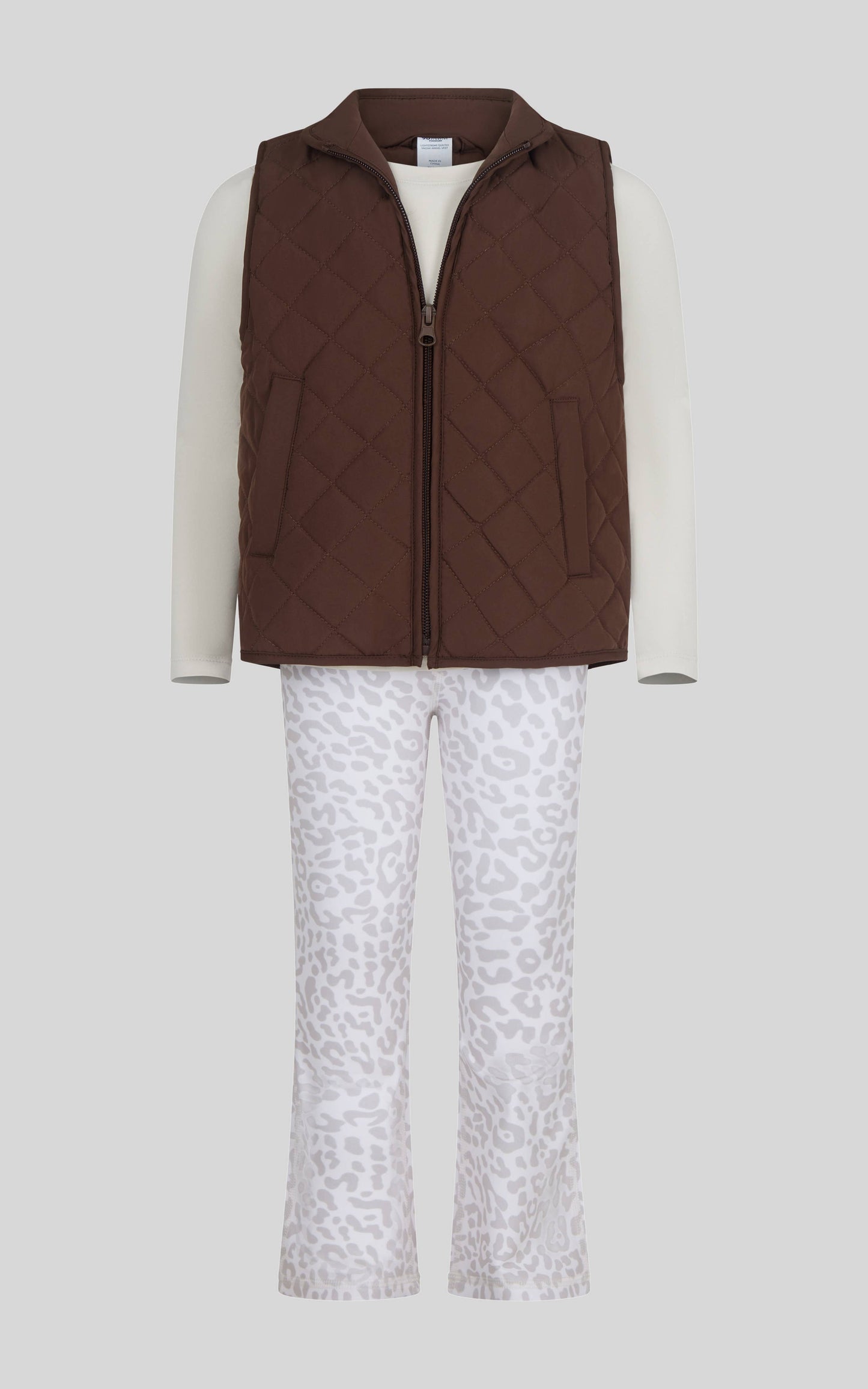 Little Girls Puffy Vest, Top, Flare Pant - 3 PC Set