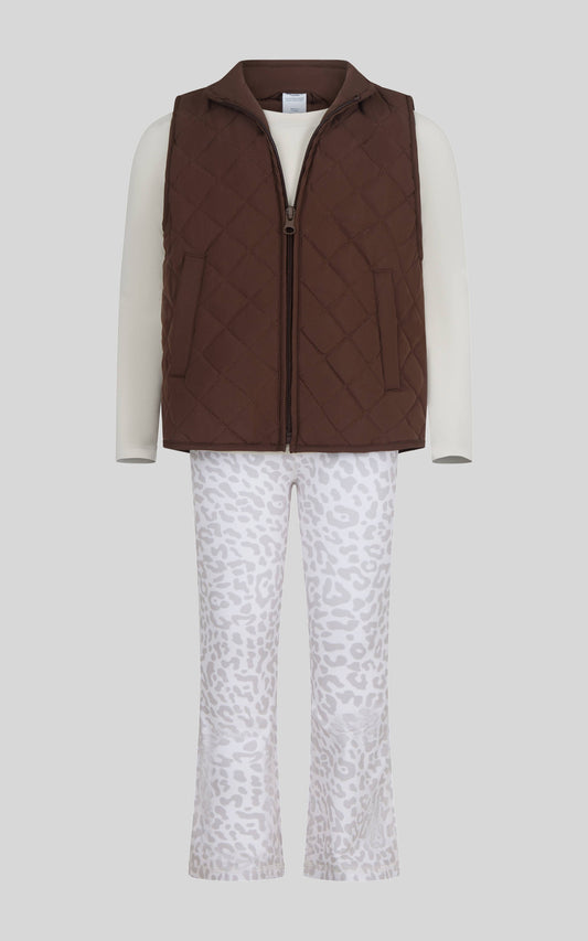 Little Girls Puffy Vest, Top, Flare Pant - 3 PC Set