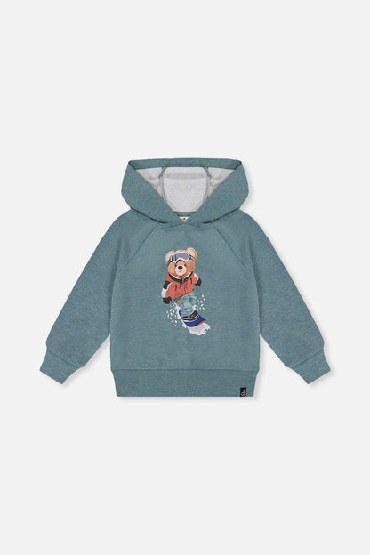 Hoodie With Screenprint Pale Turquoise