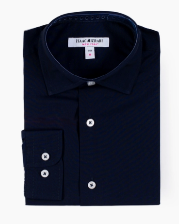 Issac Mizrahi Solid Navy Men's Shirt