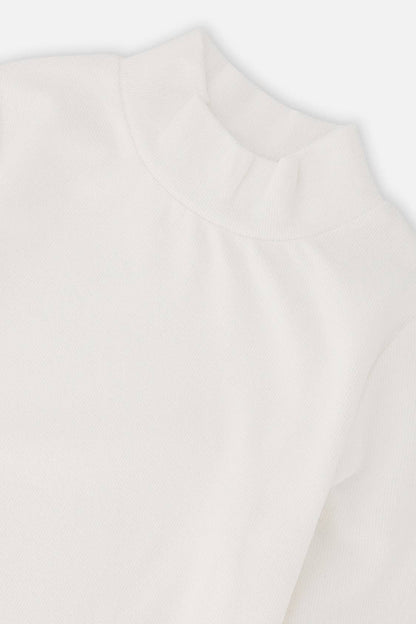 Brushed Rib Mock Neck Top Off-White