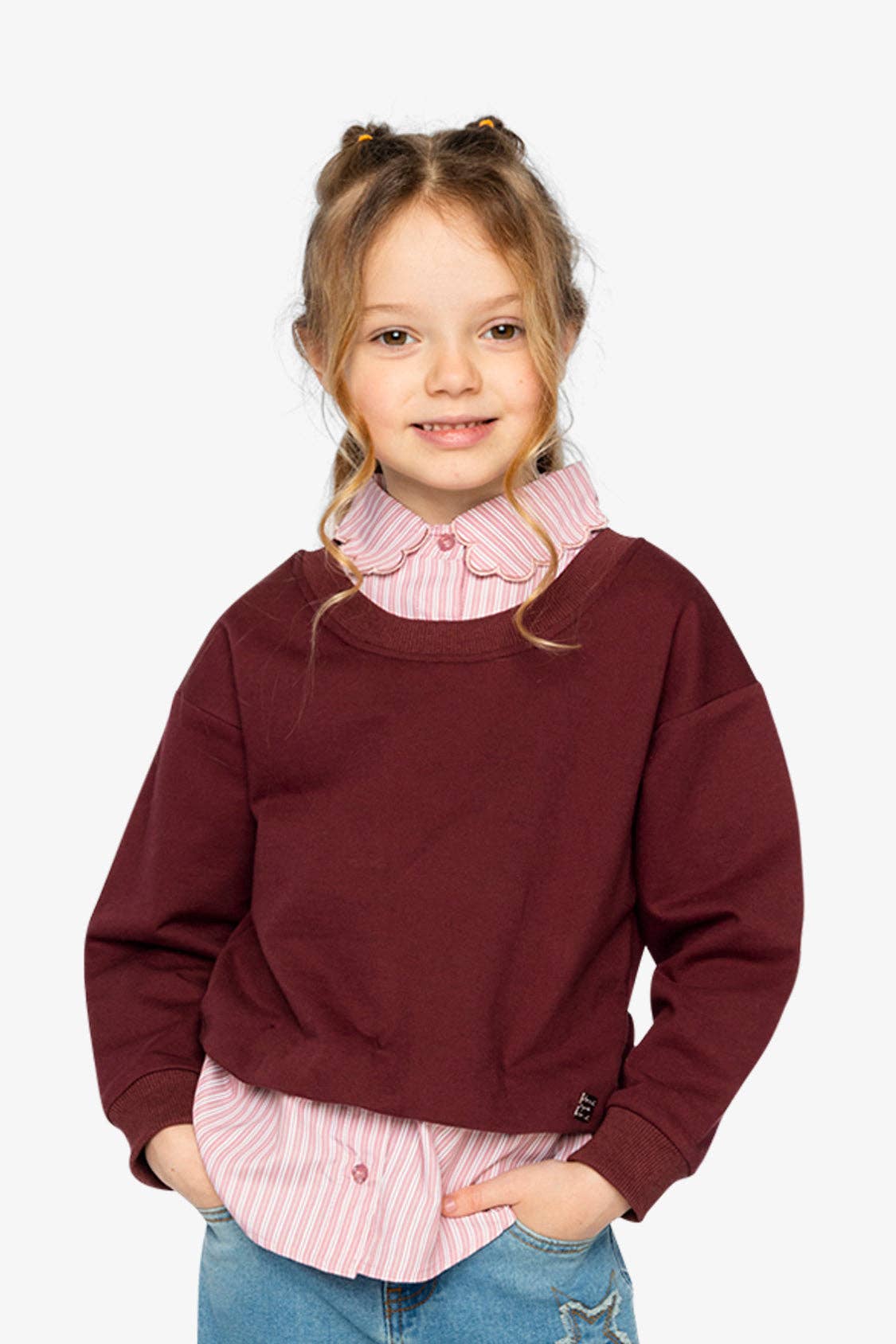 Layered Faux Shirt Pullover