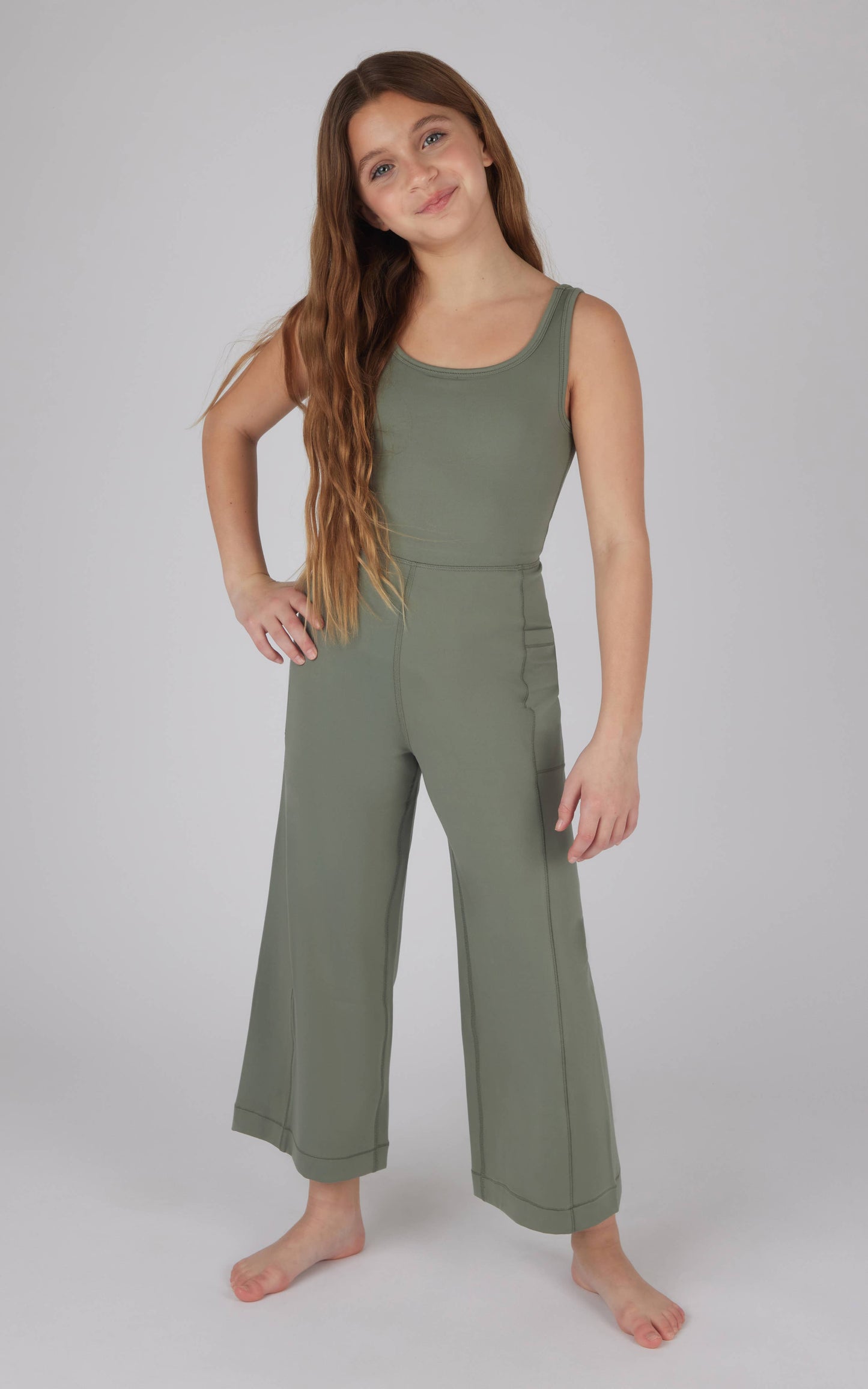 Girls Interlock Everyday Wide Flare Leg Crop Romper