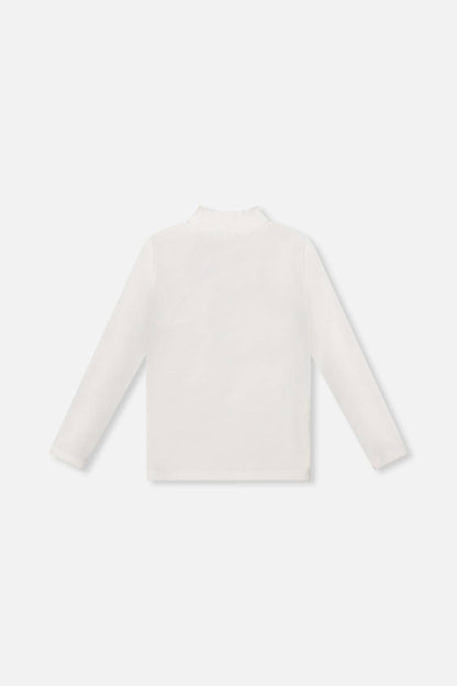 Brushed Rib Mock Neck Top Off-White