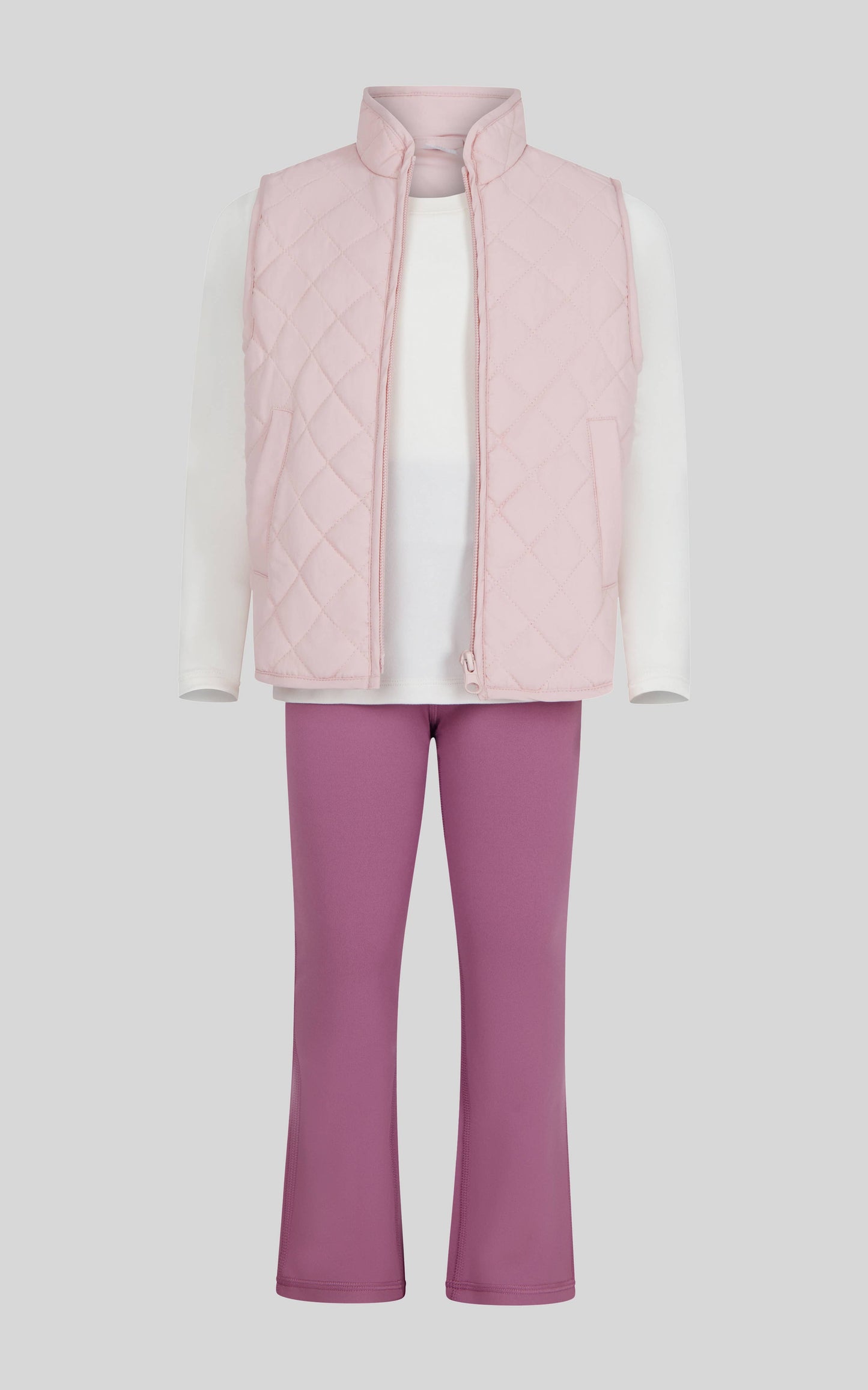 Little Girls Puffy Vest, Top, Flare Pant - 3 PC Set