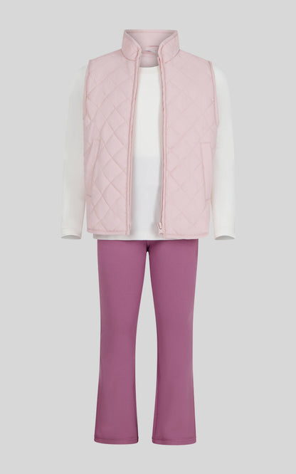 Little Girls Puffy Vest, Top, Flare Pant - 3 PC Set